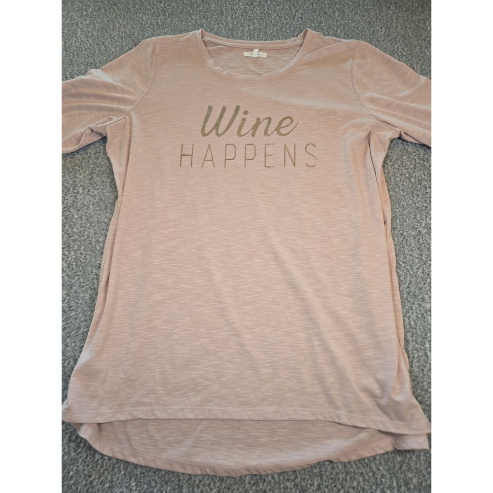 Maurices Light Pink Gold Foiled Wine Happens Tunic Graphic Tee (2) Plus Sz 5945